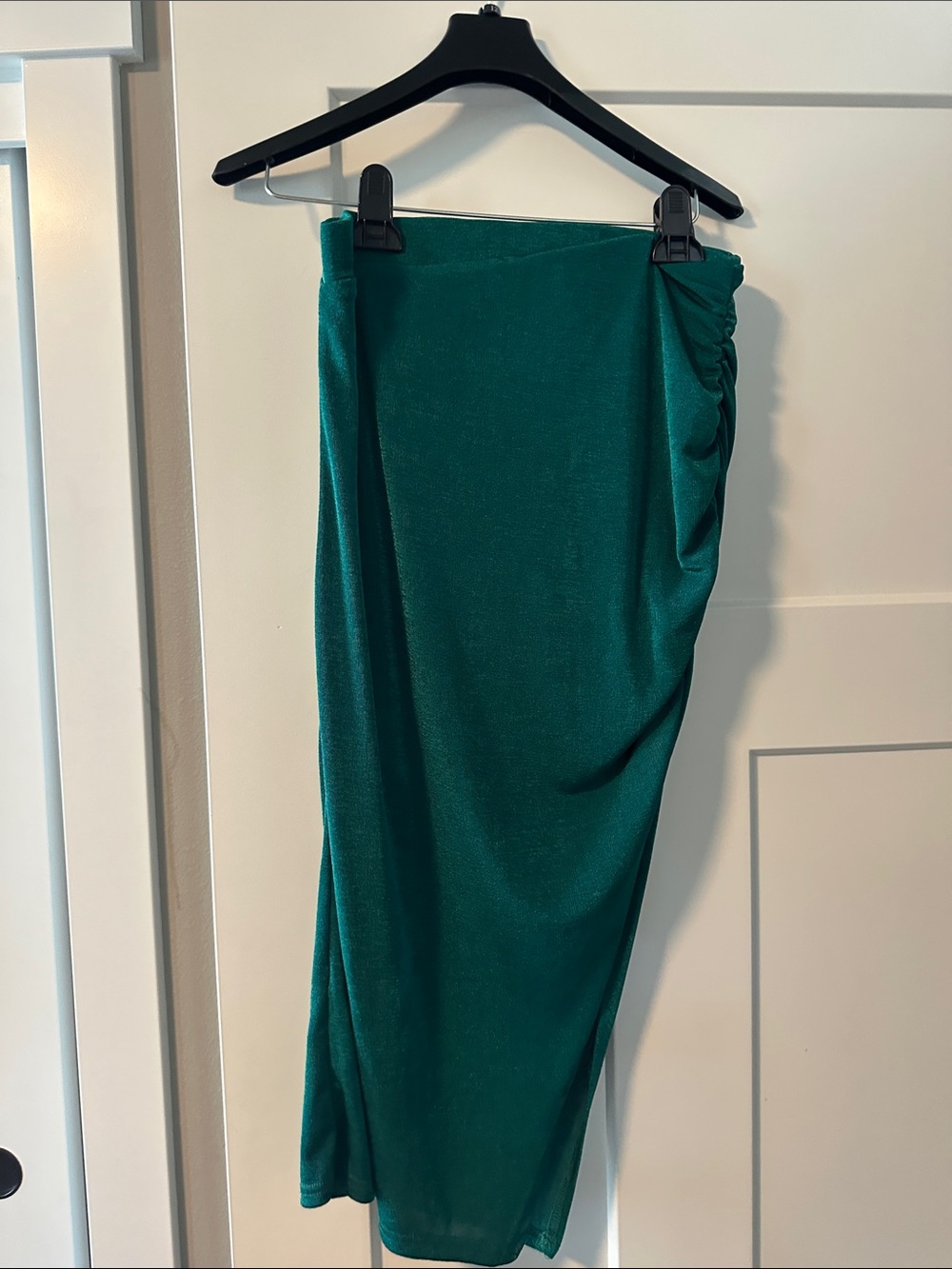 Zaful Teal Green Midi Skirt with Side Ruching